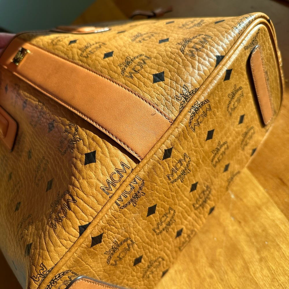MCM Cognac Visetos Tote Bag with Reversible Geometric interior. Gently used! - Picture 13 of 16